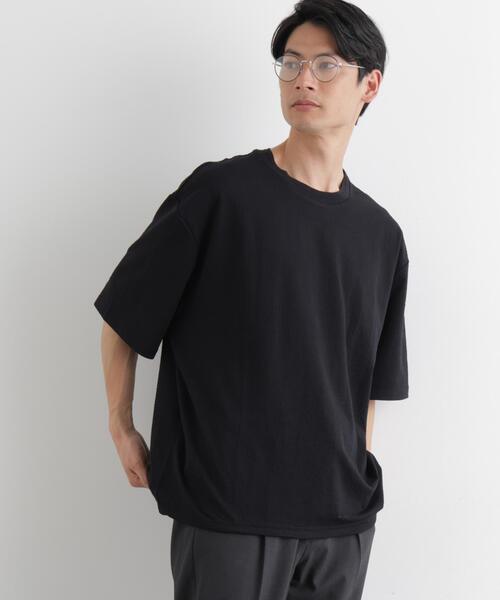 NANO universe(ナノユニバース)の「シルケットサッカーワイドTシャツ 半袖(Tシャツ/カットソー・メンズ・ホワイト/ブルー/ネイビー/ブラック・S/XL/L/M)」の1枚目の写真