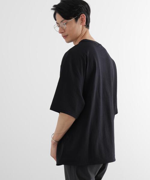 NANO universe(ナノユニバース)の「シルケットサッカーワイドTシャツ 半袖(Tシャツ/カットソー・メンズ・ホワイト/ブルー/ネイビー/ブラック・S/XL/L/M)」の7枚目の写真