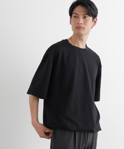 NANO universe(ナノユニバース)の「シルケットサッカーワイドTシャツ 半袖(Tシャツ/カットソー・メンズ・ホワイト/ブルー/ネイビー/ブラック・S/XL/L/M)」の9枚目の写真