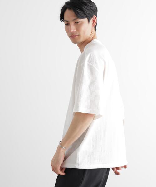NANO universe(ナノユニバース)の「シルケットサッカーワイドTシャツ 半袖(Tシャツ/カットソー・メンズ・ホワイト/ブルー/ネイビー/ブラック・S/XL/L/M)」の22枚目の写真