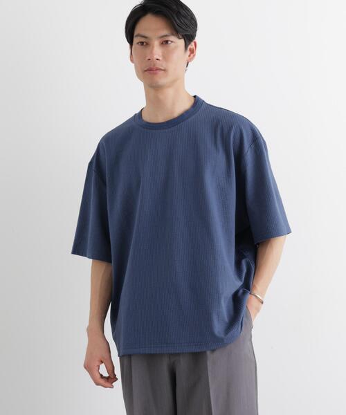 NANO universe(ナノユニバース)の「シルケットサッカーワイドTシャツ 半袖(Tシャツ/カットソー・メンズ・ホワイト/ブルー/ネイビー/ブラック・S/XL/L/M)」の4枚目の写真