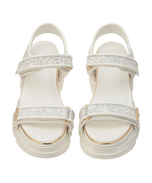 MERCURYDUO（マーキュリーデュオ）の「ダブルベルトメタルラインスポサン（サンダル・レディース・シルバー/オフホワイト・38/36）」の6枚目の写真