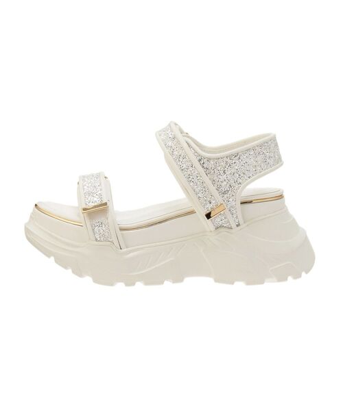 MERCURYDUO（マーキュリーデュオ）の「ダブルベルトメタルラインスポサン（サンダル・レディース・シルバー/オフホワイト・38/36）」の7枚目の写真