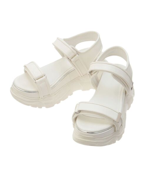 MERCURYDUO（マーキュリーデュオ）の「ダブルベルトメタルラインスポサン（サンダル・レディース・シルバー/オフホワイト・38/36）」の11枚目の写真