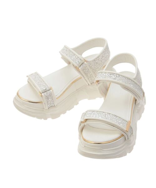 MERCURYDUO（マーキュリーデュオ）の「ダブルベルトメタルラインスポサン（サンダル・レディース・シルバー/オフホワイト・38/36）」の12枚目の写真