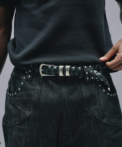 ANDER HUNK（アンダーハンク）の「Double Buckle Mesh Belt / ダブルバックルメッシュベルト（ベルト・メンズ・ブラック・FREE）」の3枚目の写真