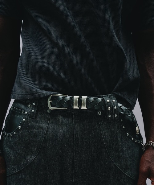 ANDER HUNK（アンダーハンク）の「Double Buckle Mesh Belt / ダブルバックルメッシュベルト（ベルト・メンズ・ブラック・FREE）」の4枚目の写真