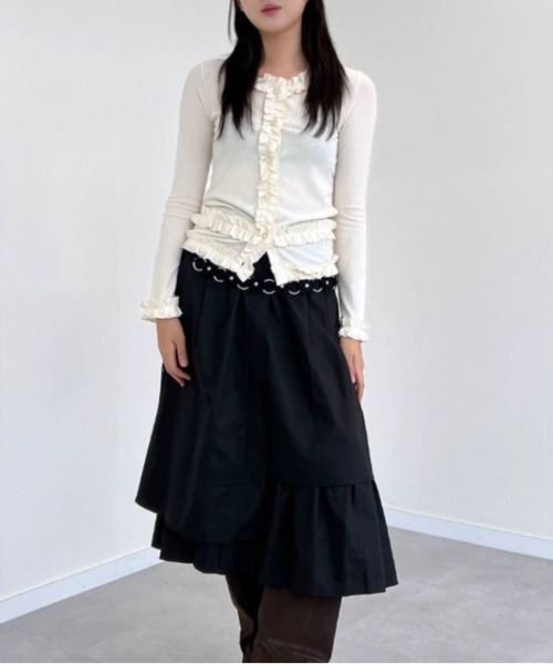 Vipoa(ヴィポア)の「frill cardigan tops(カーディガン/ボレロ・レディース・ブラック/アイボリー・FREE)」の10枚目の写真