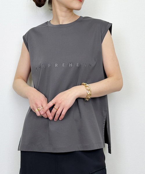 Lo-Fi(ローファイ)の「【WEB限定】ロゴ入り接触冷感フレンチスリーブプルオーバー(Tシャツ/カットソー・レディース・オフホワイト/ダークグレー/サンドベージュ・M)」の11枚目の写真