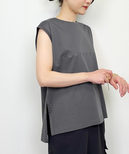 Lo-Fi(ローファイ)の「【WEB限定】ロゴ入り接触冷感フレンチスリーブプルオーバー(Tシャツ/カットソー・レディース・オフホワイト/ダークグレー/サンドベージュ・M)」の9枚目の写真