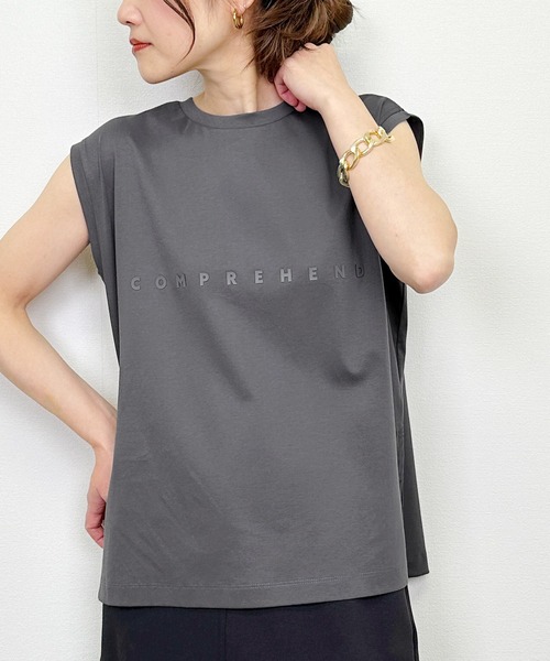 Lo-Fi(ローファイ)の「【WEB限定】ロゴ入り接触冷感フレンチスリーブプルオーバー(Tシャツ/カットソー・レディース・オフホワイト/ダークグレー/サンドベージュ・M)」の8枚目の写真