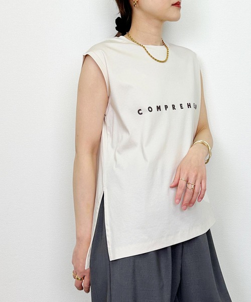 Lo-Fi(ローファイ)の「【WEB限定】ロゴ入り接触冷感フレンチスリーブプルオーバー(Tシャツ/カットソー・レディース・オフホワイト/ダークグレー/サンドベージュ・M)」の18枚目の写真