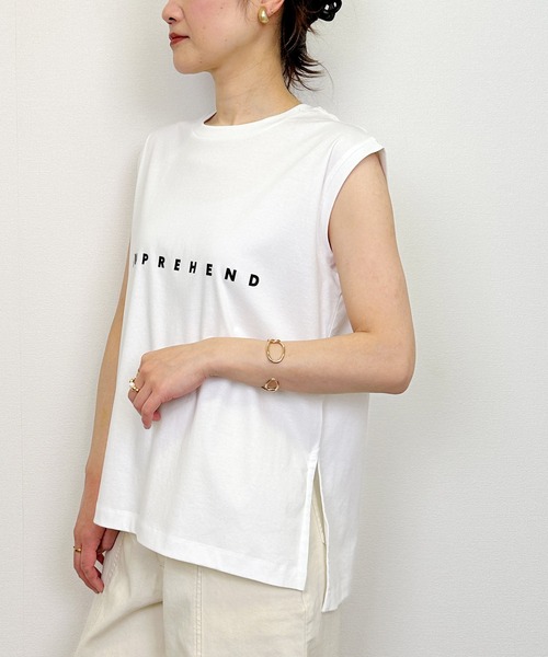 Lo-Fi(ローファイ)の「【WEB限定】ロゴ入り接触冷感フレンチスリーブプルオーバー(Tシャツ/カットソー・レディース・オフホワイト/ダークグレー/サンドベージュ・M)」の6枚目の写真