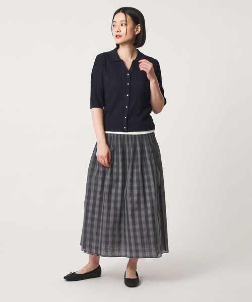 A DAY IN THE LIFE UNITED ARROWS(アデイインザライフユナイテッドアローズ)の「チェック×ストライプ リバーシブルスカート <A DAY IN THE LIFE>(スカート・レディース・ネイビー/ブラック・FREE)」の6枚目の写真