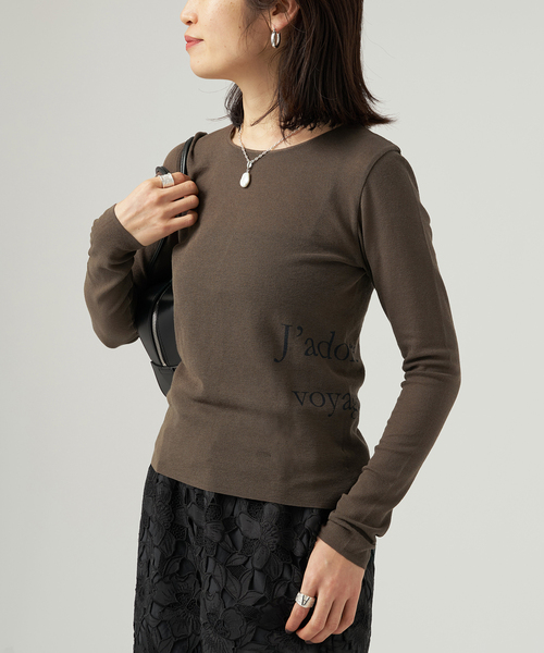 VERMEIL par iena（ヴェルメイユパーイエナ）の「サイドロゴプリントプルオーバー（ニット/セーター・レディース・ブラウン/ホワイト・FREE）」の2枚目の写真