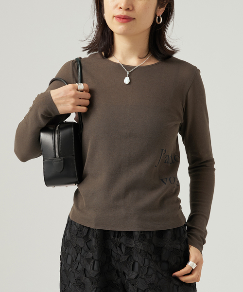 VERMEIL par iena（ヴェルメイユパーイエナ）の「サイドロゴプリントプルオーバー（ニット/セーター・レディース・ブラウン/ホワイト・FREE）」の3枚目の写真