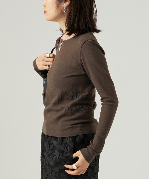 VERMEIL par iena（ヴェルメイユパーイエナ）の「サイドロゴプリントプルオーバー（ニット/セーター・レディース・ブラウン/ホワイト・FREE）」の5枚目の写真