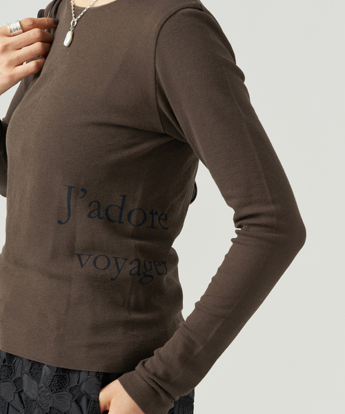 VERMEIL par iena（ヴェルメイユパーイエナ）の「サイドロゴプリントプルオーバー（ニット/セーター・レディース・ブラウン/ホワイト・FREE）」の8枚目の写真