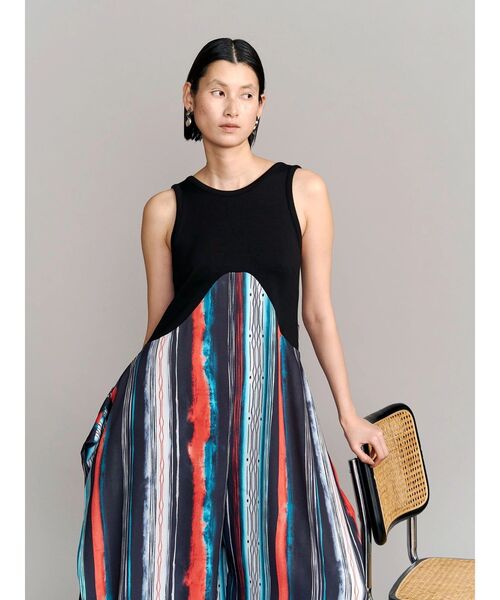 UN3D.(アンスリード)の「TIE-DYE STRIPE AIO / タイダイストライプオールインワン(つなぎ/オールインワン・レディース・ブラック/ライム・38/36)」の11枚目の写真