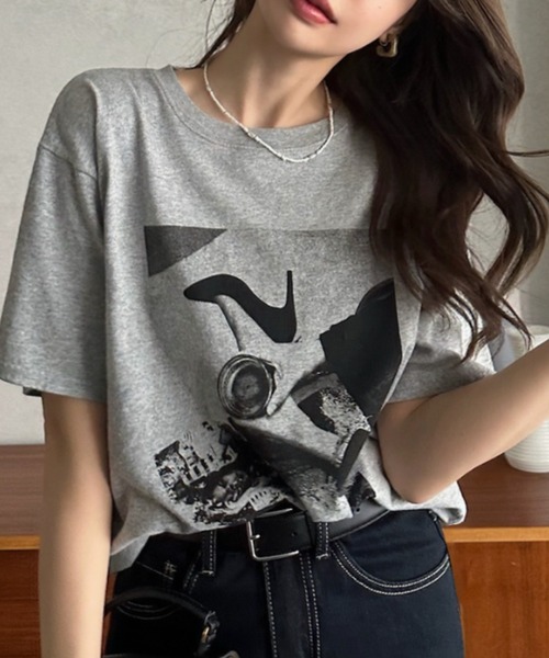 Eclat one(エクラワン)の「【Eclat one】 モノトーン フォト Tシャツ(Tシャツ/カットソー・レディース・ブラック系その他3/ブラック系その他/ブラック系その他2/ホワイト・FREE)」の3枚目の写真