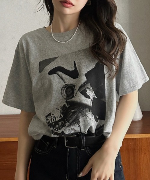 Eclat one(エクラワン)の「【Eclat one】 モノトーン フォト Tシャツ(Tシャツ/カットソー・レディース・ブラック系その他3/ブラック系その他/ブラック系その他2/ホワイト・FREE)」の14枚目の写真