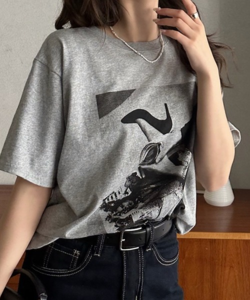 Eclat one(エクラワン)の「【Eclat one】 モノトーン フォト Tシャツ(Tシャツ/カットソー・レディース・ブラック系その他3/ブラック系その他/ブラック系その他2/ホワイト・FREE)」の11枚目の写真