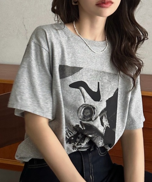 Eclat one(エクラワン)の「【Eclat one】 モノトーン フォト Tシャツ(Tシャツ/カットソー・レディース・ブラック系その他3/ブラック系その他/ブラック系その他2/ホワイト・FREE)」の10枚目の写真