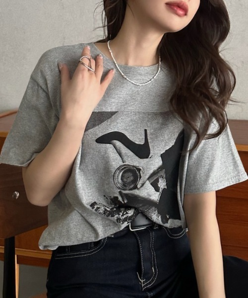 Eclat one(エクラワン)の「【Eclat one】 モノトーン フォト Tシャツ(Tシャツ/カットソー・レディース・ブラック系その他3/ブラック系その他/ブラック系その他2/ホワイト・FREE)」の13枚目の写真