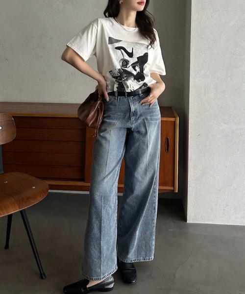 Eclat one(エクラワン)の「【Eclat one】 モノトーン フォト Tシャツ(Tシャツ/カットソー・レディース・ブラック系その他3/ブラック系その他/ブラック系その他2/ホワイト・FREE)」の9枚目の写真