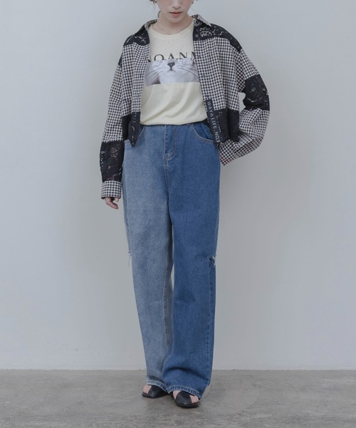 Eimee Law(エイミーロウ)の「レース刺繍テキストエンブロシャツ(シャツ/ブラウス・レディース・チェック/アイボリー/ブラック/オフホワイト・FREE)」の16枚目の写真