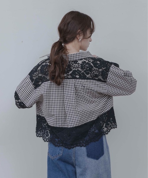Eimee Law(エイミーロウ)の「レース刺繍テキストエンブロシャツ(シャツ/ブラウス・レディース・チェック/アイボリー/ブラック/オフホワイト・FREE)」の21枚目の写真