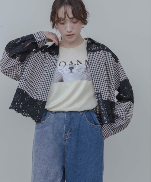 レース刺繍テキストエンブロシャツ Eimee Law│Eimee Law & LHELBIE