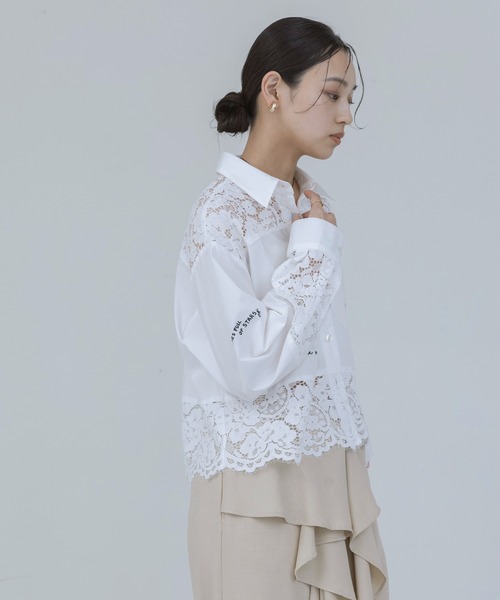 レース刺繍テキストエンブロシャツ Eimee Law│Eimee Law & LHELBIE