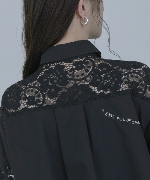 レース刺繍テキストエンブロシャツ Eimee Law│Eimee Law & LHELBIE