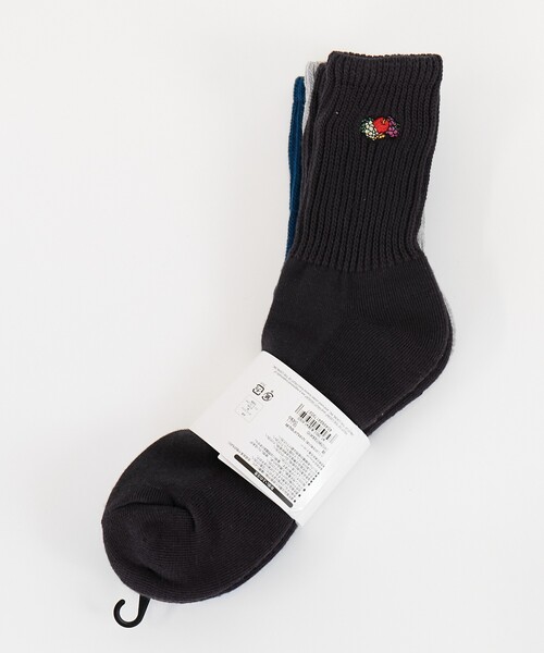FRUIT OF THE LOOM（フルーツオブザルーム）の「【FRUIT OF THE LOOM/フルーツ・オブ・ザ・ルーム】3Pゆるリッチェル刺繍ソックス/3足パッククウォーター丈ソックス（ソックス/靴下・メンズ・ホワイト系その他/ブルー系その他・フリー）」の5枚目の写真