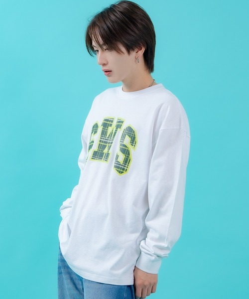 En serio TOKYO(エンソリオトーキョー)の「【SIDEWAYSTANCE】SWSチェックロゴ長袖Tシャツ 70644(Tシャツ/カットソー・メンズ・ホワイト/オートミール/ブラック・MEDIUM/X-LARGE/LARGE/SMALL)」の4枚目の写真