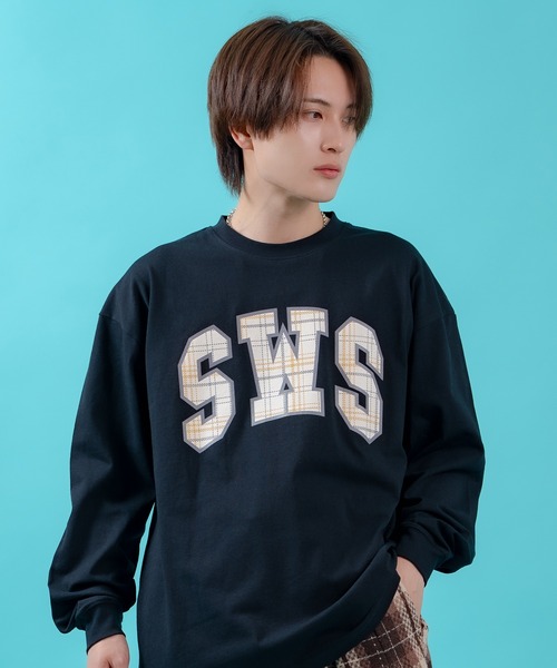 En serio TOKYO(エンソリオトーキョー)の「【SIDEWAYSTANCE】SWSチェックロゴ長袖Tシャツ 70644(Tシャツ/カットソー・メンズ・ホワイト/オートミール/ブラック・MEDIUM/X-LARGE/LARGE/SMALL)」の7枚目の写真