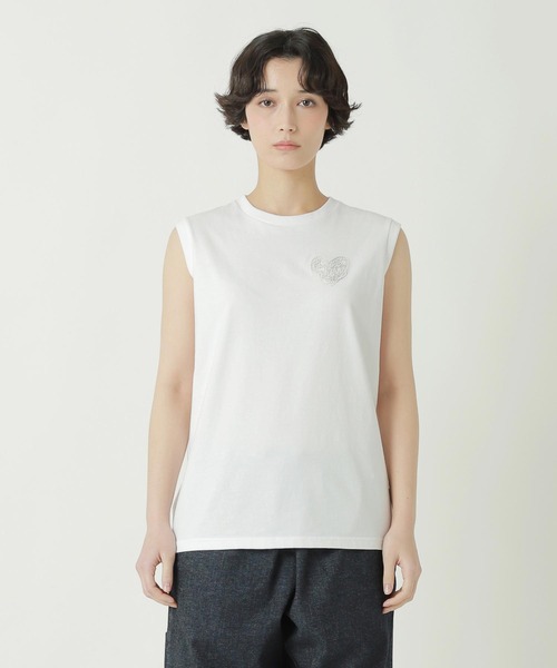 ZUCCa(ズッカ)の「HEART LOGO JERSEY(ベスト・レディース・カーキ/ライトブルー/ブラック/ホワイト・M size)」の1枚目の写真