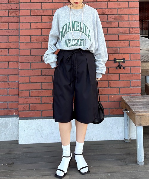 ISOOK / アイスー】ウエストリボンバミューダパンツ / ハーフパンツ