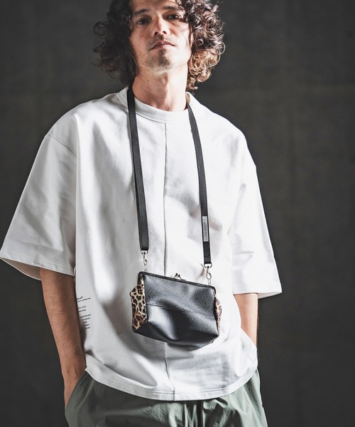 mko13586- Round Mixed-Material Kiss-Lock Bag コンパクトバッグ(202