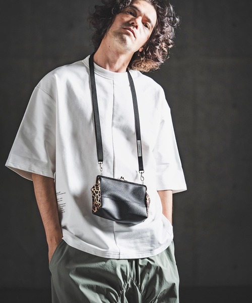 mko13586- Round Mixed-Material Kiss-Lock Bag コンパクトバッグ(202