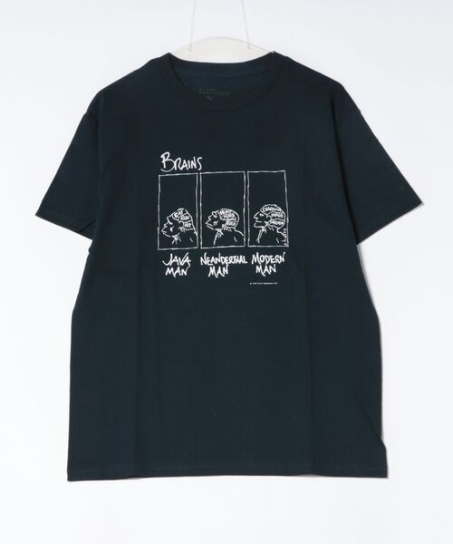 Cotton Expressions(コットンエクスプレッションズ)の「DESIGN TEE/【Cotton Expressions】BRAINS 人類進化グラフィックTシャツ / 脳 サイエンス アートプリント ユニセックス オーバーサイズ(Tシャツ/カットソー・メンズ・ネイビー・MEDIUM)」の4枚目の写真