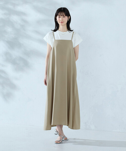 COMME CA ISM(コムサイズム)の「【セットアイテム】2WAYキャミソールワンピース+Tシャツ(ワンピース・レディース・ベージュ/ブラック/サックスブルー・FREE)」の2枚目の写真
