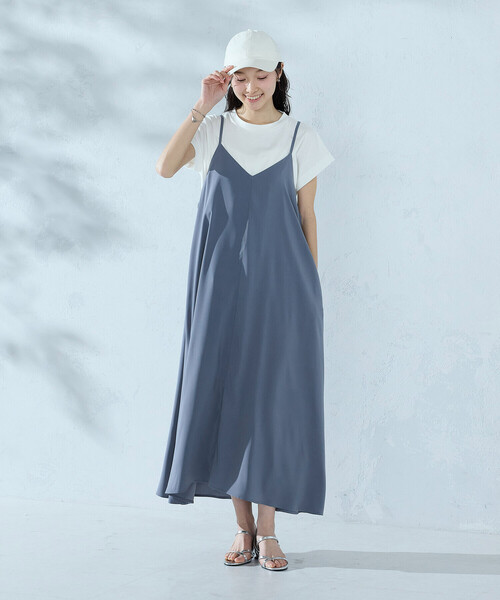 COMME CA ISM(コムサイズム)の「【セットアイテム】2WAYキャミソールワンピース+Tシャツ(ワンピース・レディース・ベージュ/ブラック/サックスブルー・FREE)」の3枚目の写真