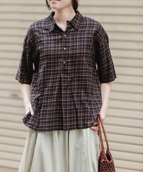 FORK&SPOON（フォークアンドスプーン）の「FORK&SPOON　コットンレーヨンチェックシャツ（シャツ/ブラウス・レディース・グレー系その他/ホワイト系その他・1）」の9枚目の写真