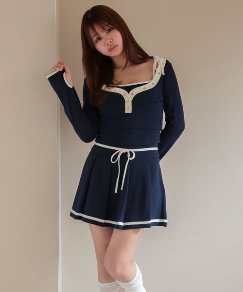 M DOLLY(エムドリー)の「*M DOLLY original* Bicolor millie ribbon set up/バイカラーミリー リボンセットアップ(セットアップ・レディース・ネイビー/アイボリー・FREE)」の19枚目の写真