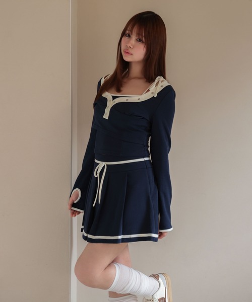 M DOLLY(エムドリー)の「*M DOLLY original* Bicolor millie ribbon set up/バイカラーミリー リボンセットアップ(セットアップ・レディース・ネイビー/アイボリー・FREE)」の16枚目の写真
