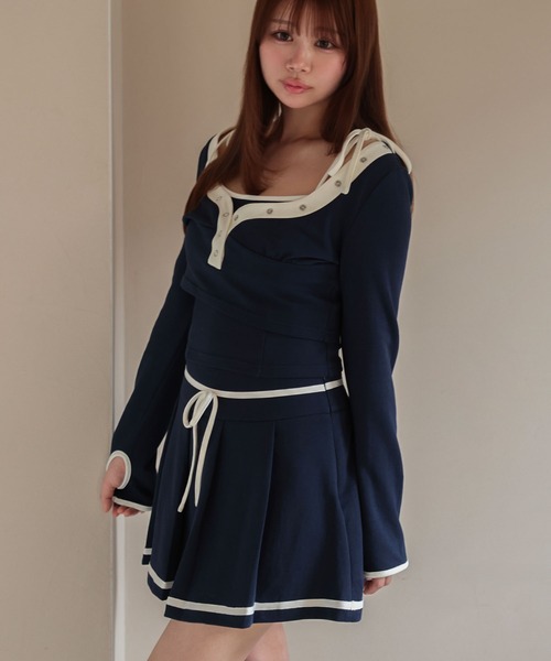 M DOLLY(エムドリー)の「*M DOLLY original* Bicolor millie ribbon set up/バイカラーミリー リボンセットアップ(セットアップ・レディース・ネイビー/アイボリー・FREE)」の15枚目の写真