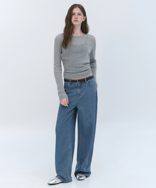 MUSINSA STANDARD WOMAN（ムシンサスタンダードウーマン）の「ウィメンズ テンセル ワイドデニムパンツ [ライトインディゴ]（デニムパンツ・レディース・その他・24/25/26/27/28/29/30）」の3枚目の写真
