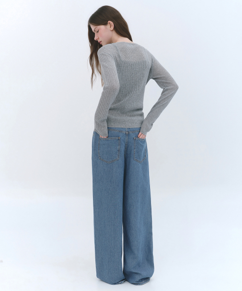 MUSINSA STANDARD WOMAN（ムシンサスタンダードウーマン）の「ウィメンズ テンセル ワイドデニムパンツ [ライトインディゴ]（デニムパンツ・レディース・その他・24/25/26/27/28/29/30）」の4枚目の写真